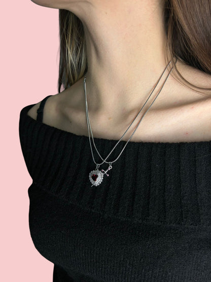 Set de colier din argint „Sabie Vintage Heart”